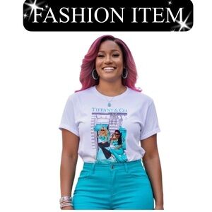 T-SHIRT: Turquoise and Black, Custom, NIP